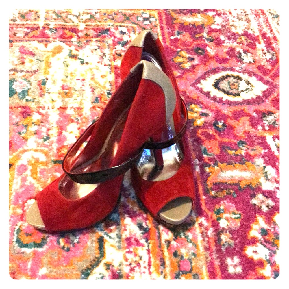 Bright red with high heels